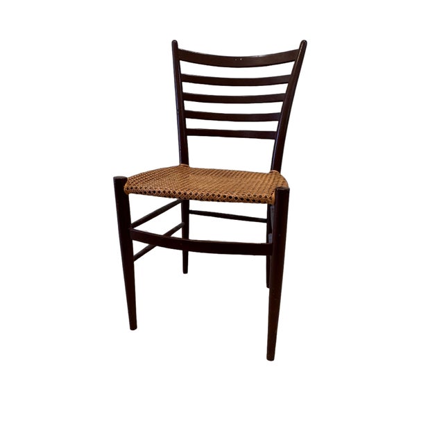 Brown Vintage Italian Gio Ponti Style Chiavari Ladder-Back Cane Dining Chairs, Set of 4, C. 1960s For Sale - Image 8 of 10