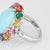 Metal Turquoise Rainbow Sapphire Ring Diamond 18k Gold Sz 7 Estate Cocktail Jewelry For Sale - Image 7 of 7