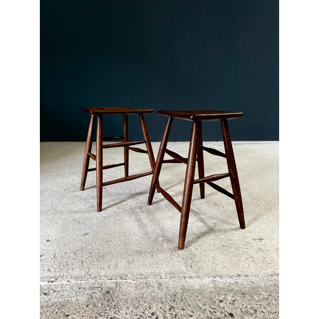 Antique Handmade Ladder Stools, 1890s, Set of 2 For Sale - Image 3 of 18