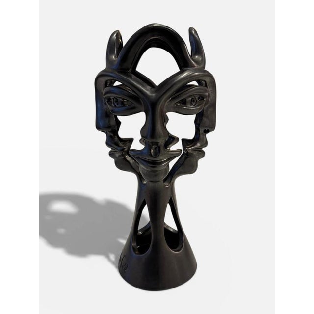 Rare Vallauris ceramic vase by Jean Marais, Model "4 visages", Signed and in perfect condition. This piece is attributed...