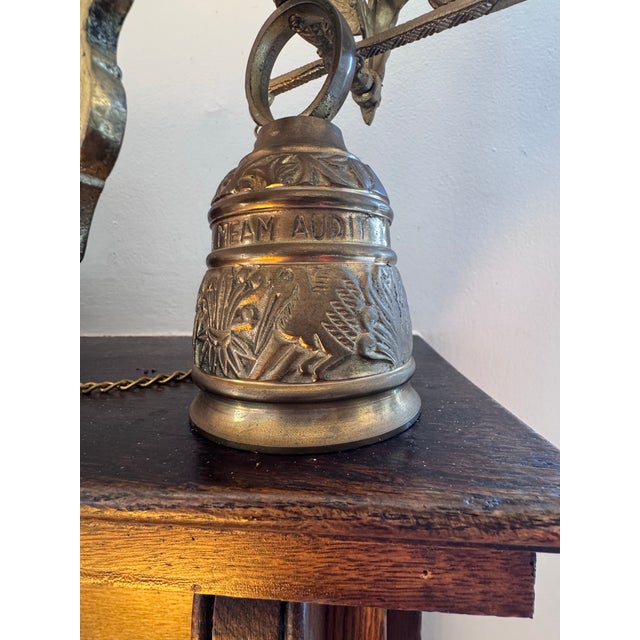 Vintage Gothic Revival Solid Brass Monastery Bell With Ornate Angel Bracket – 20” For Sale In Lexington, KY - Image 6 of 10