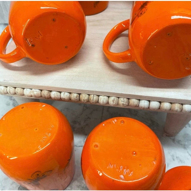 Vintage 1960's Mid Century Modern Cottage Core Butterfly Coffee Mugs & Creamer Sugar Bowl Set - Set of 6 For Sale - Image 10 of 14