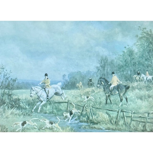 1940s Midcentury Framed Equestrian Fox Hunt Prints, a Pair For Sale - Image 5 of 7
