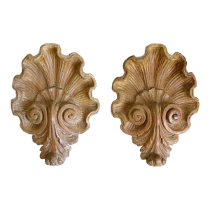 Italian Carved Wood Wall Pockets, 1940s - A Pair