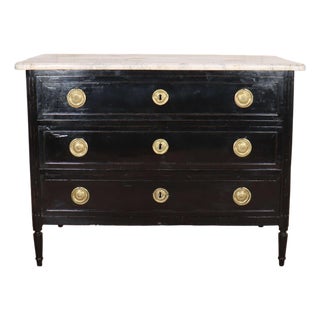 French Ebonized Commode with Marble For Sale