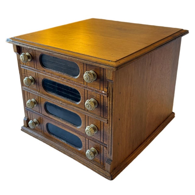 American Antique Goff's "Best Braid Made" Oak Spool Cabinet | Circa 1900 For Sale - Image 3 of 11