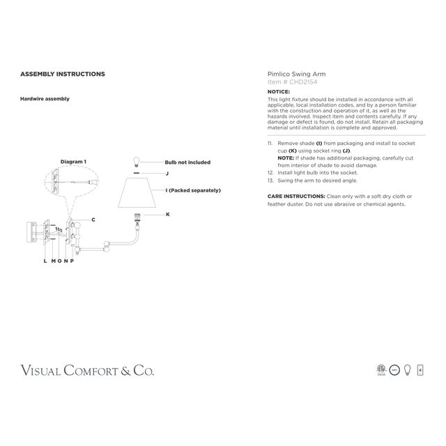 Chapman & Myers for Visual Comfort Signature Pimlico Swing Arm in Polished Nickel with Linen Shade For Sale In Houston - Image 6 of 6