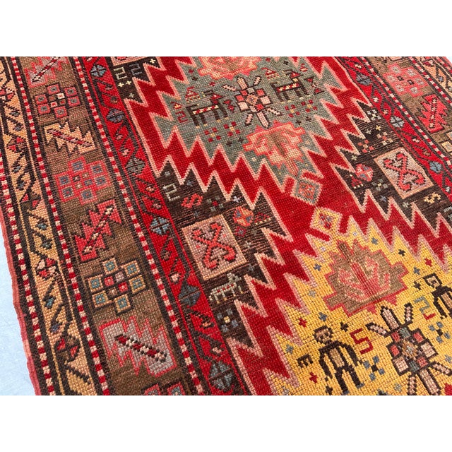 Antique Caucasian Karabagh Hand-Knotted Wool Runner - 10'3" X 3'10" For Sale - Image 11 of 15