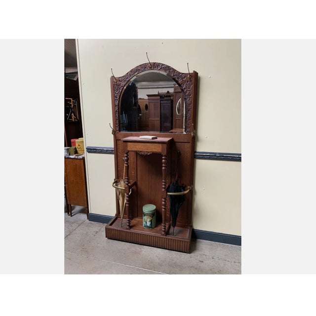 1920s Vintage Art Deco Clothes Rack with Fold-Out Compartment, 1930 For Sale - Image 5 of 10