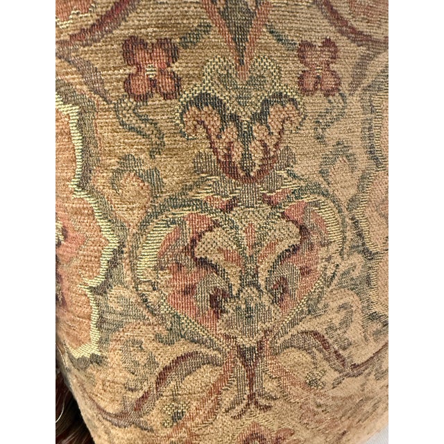 Late 20th Century Vintage Persian-Style Jacquard Tapestry Pillow With Fringe For Sale - Image 5 of 8