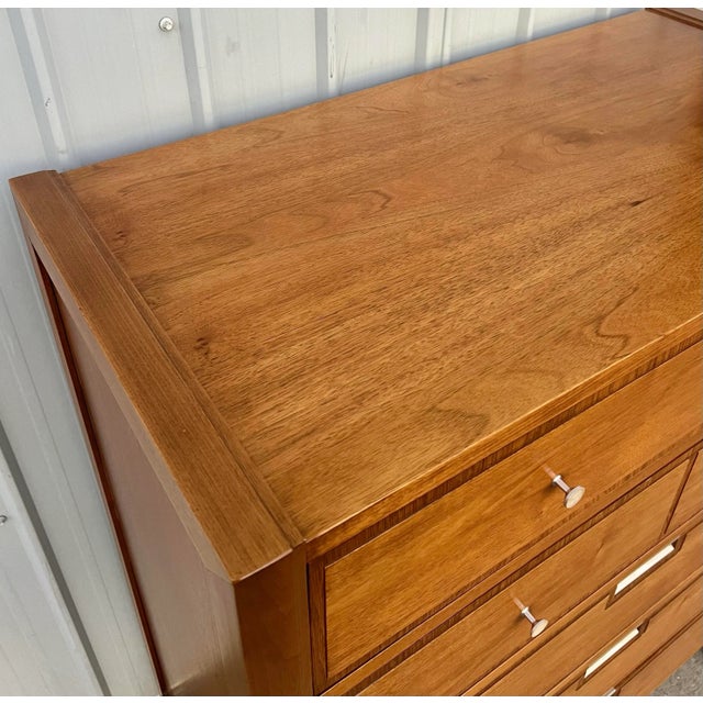 Vintage Mid Century Basic Witz Walnut 5 Drawer Highboy For Sale - Image 12 of 12