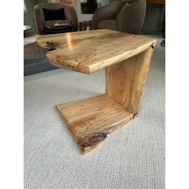 One of a Kind Figured Spaltted Maple Live Edge End Table For Sale - Image 11 of 14