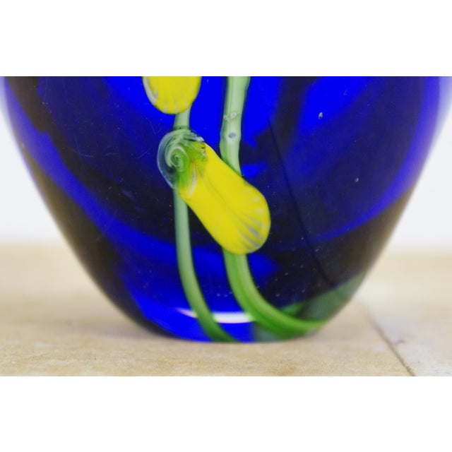 Vintage Italian Murano Laburnum Cobalt Blue Glass Bud Vase Urn 6" For Sale - Image 12 of 12