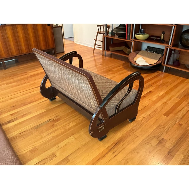 Early 20th Century Imported Rare Teak Art Deco Teardrop Loveseat & Chair For Sale - Image 12 of 18