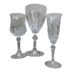 Vintage French Cut Clear Mismatched Glasses Set of 3