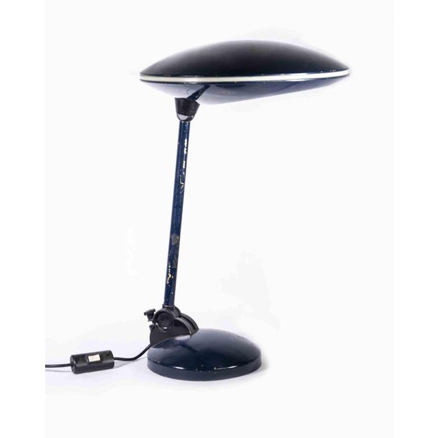 Vintage Blue Metal Table Lamp, Italy, 1970s For Sale - Image 3 of 5