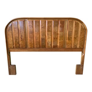 Art Deco Burl Wood Queen Headboard by American of Martinsville For Sale