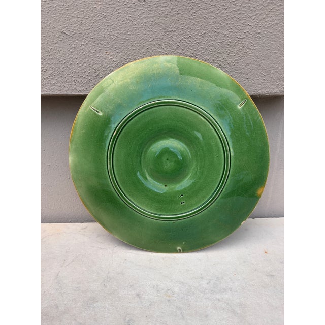 19th Century Green & Yellow Majolica Oyster Plate For Sale - Image 4 of 4