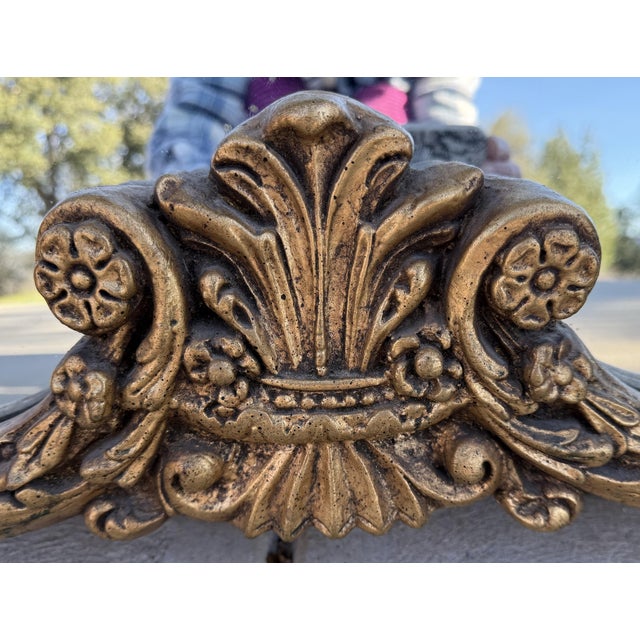 Vintage French Rococo Louis XV Gold Wall Mantle Mirror ~ Bisque Figural Lovers For Sale - Image 6 of 15