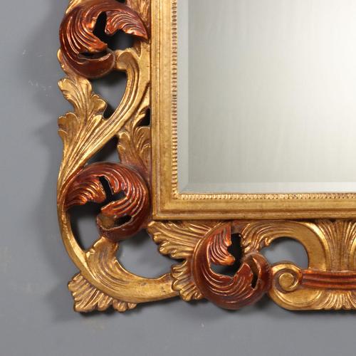 Glass Italian Baroque Style Mirror in Carved Wood For Sale - Image 7 of 12