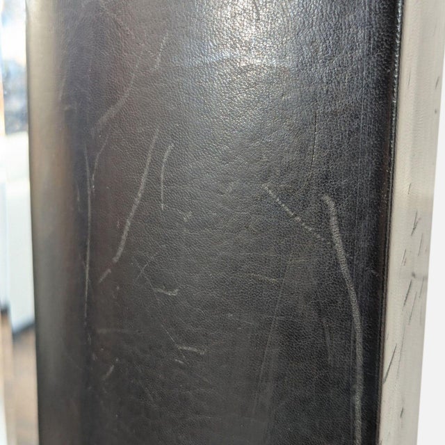 Brown Crate & Barrel Leather Wrapped Floor Mirror For Sale - Image 8 of 8