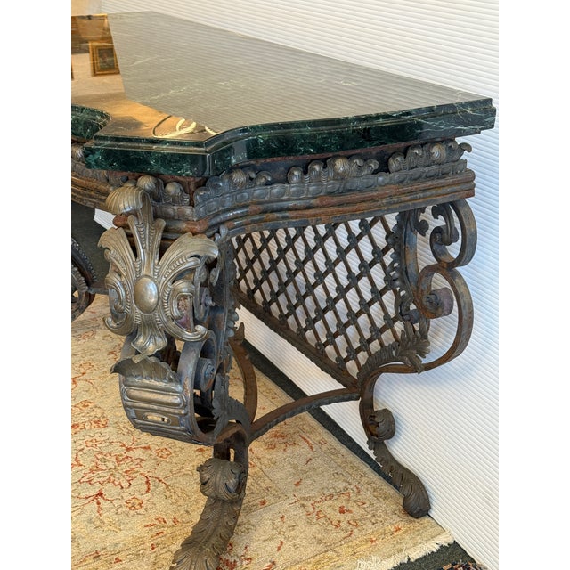 Louis XV Acanthus Leaf + Green Marble Console Table For Sale - Image 17 of 18