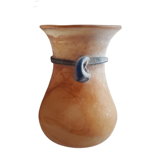 Mid-Century Modern Italian Murano Scavo Art Glass Vase For Sale - Image 3 of 10