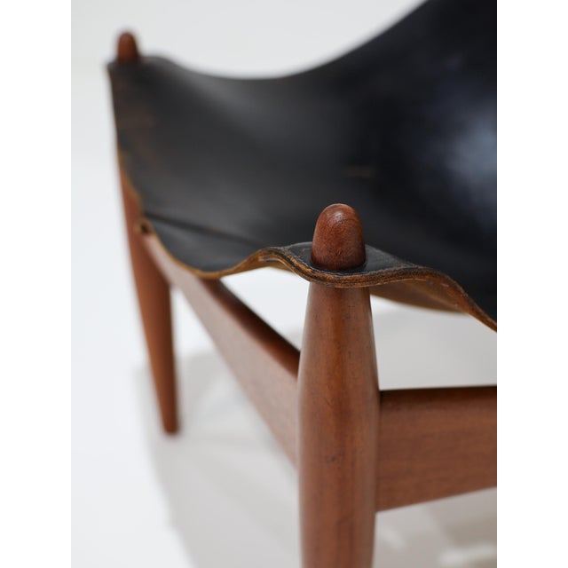 Wood Vintage 272 Lounge Chair in Black Leather and Teak by Illum Wikkelsø, Denmark, 1960s For Sale - Image 7 of 17