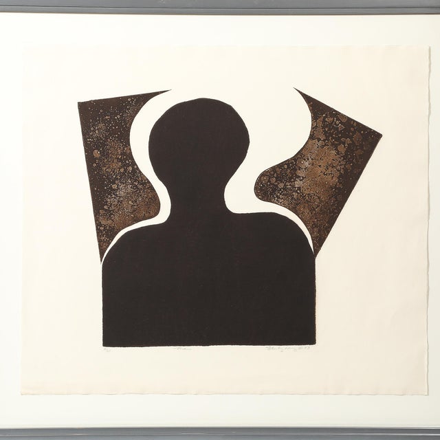 Mid-Century Modernist Screen Print Titled "Man" Signed Sheng Hey C. 1973 For Sale - Image 4 of 16