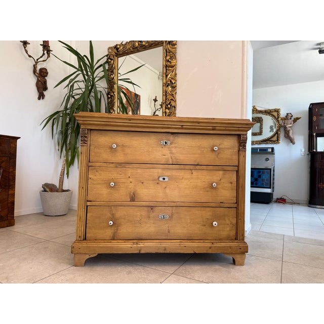 Antique Biedermeier Chest of 3 Drawers For Sale - Image 6 of 14
