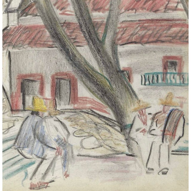 Grace Spongberg (American, 1906-1992) "Taxco Zocalo" oil pastel on paper, titled and estate stamp on reverse. Grace...