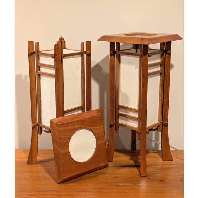 2000 - 2009 Vintage Japanese Shoji Screen Table Desk Lamp - a Pair For Sale - Image 5 of 12