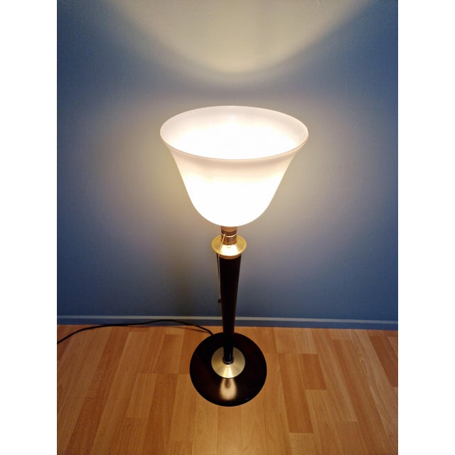 Large Art Deco Desk Lamp in Wood, Brass and White Opaline Glass from Mazda, 1930s For Sale - Image 15 of 17