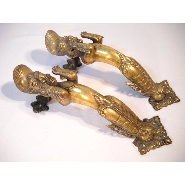 Asian Antique Indian Deity Door Pulls - A Pair For Sale - Image 3 of 8