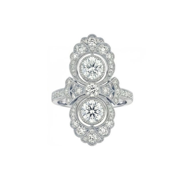 Kai Heirloom Revival Double Halo Diamond Ring - 3.06ct in 14k Gold (All Sizes Available) For Sale - Image 9 of 9