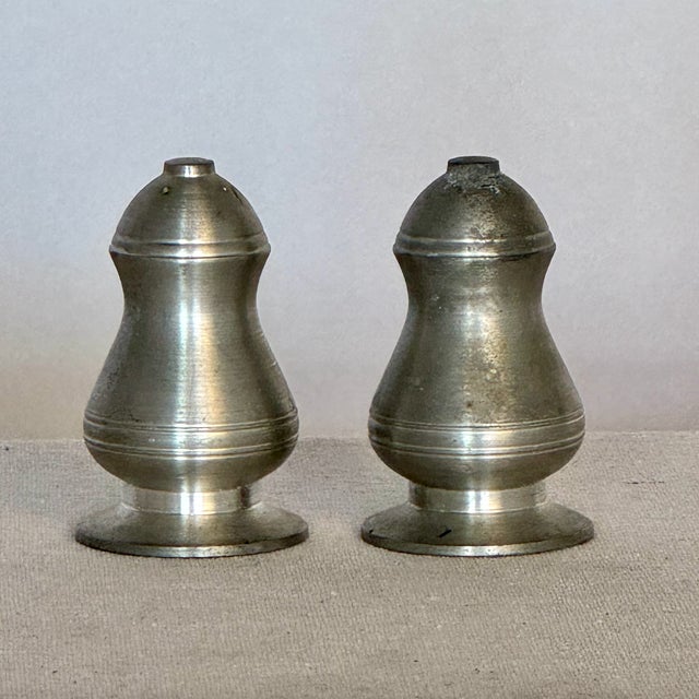 Vintage Pewter Salt and Pepper Shakers, 3.5 h x 3 dia . great patina and lovely character