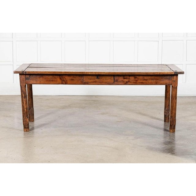 Large Antique French Farmhouse Table in Elm and Fruitwood, 1870 For Sale - Image 6 of 15