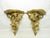 A large scale pair of Italian Florentine giltwood wall brackets, c.1940’s Having a curved bombé top shelf below which are...