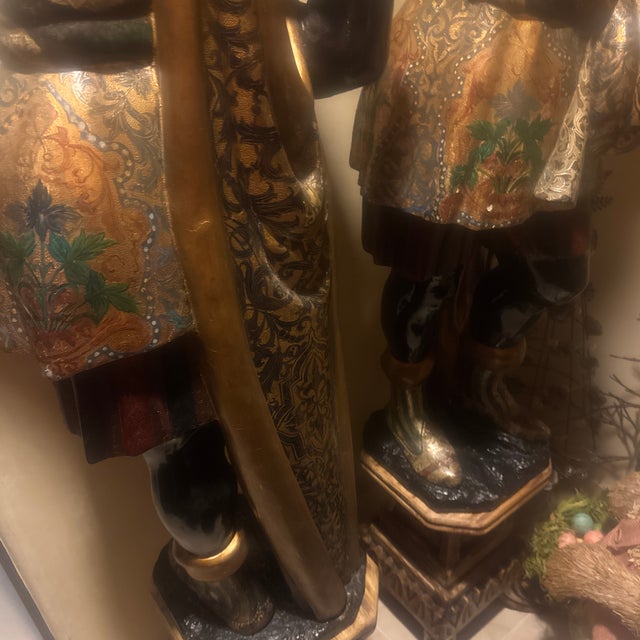 Wood Antique Italian Blackamoor Life Size Statue Pair For Sale - Image 7 of 7