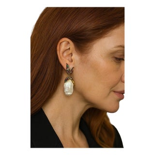 Bochic "Orient" Vintage Ruby, Topaz & Multi Gem Earrings Set In 18K Gold & Silver For Sale