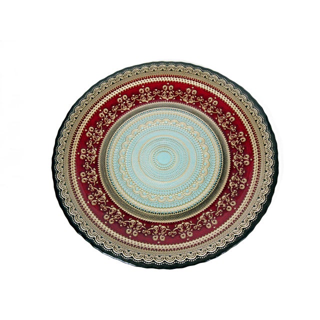 Turkish Large Turkish Gilded Glass Decorative Plate For Sale - Image 3 of 8