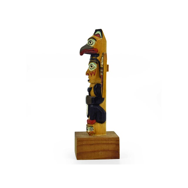 Mid 20th Century Hand Carved Patrick Seale Ketchikan Alaska Fog Woman Handcrafted Totem Pole Small Figurine - Signed For Sale - Image 4 of 8