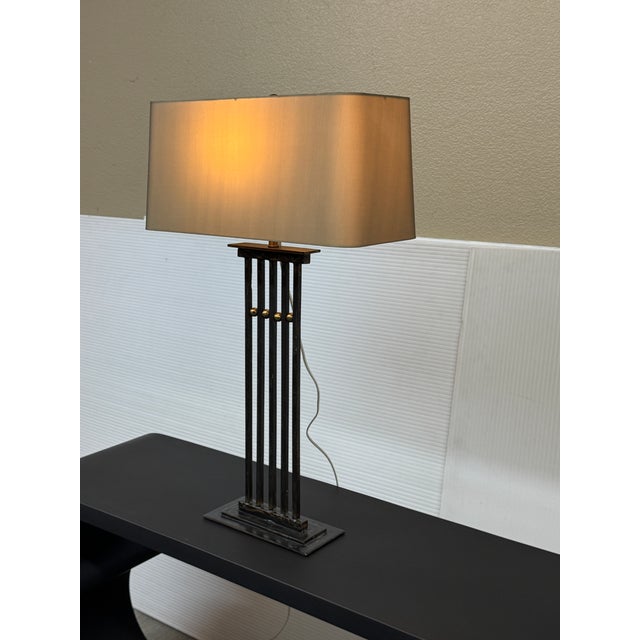 Late 20th Century Late 20th Century Tanner Kenzie Sculpted Iron Craftsman Table Lamp For Sale - Image 5 of 12