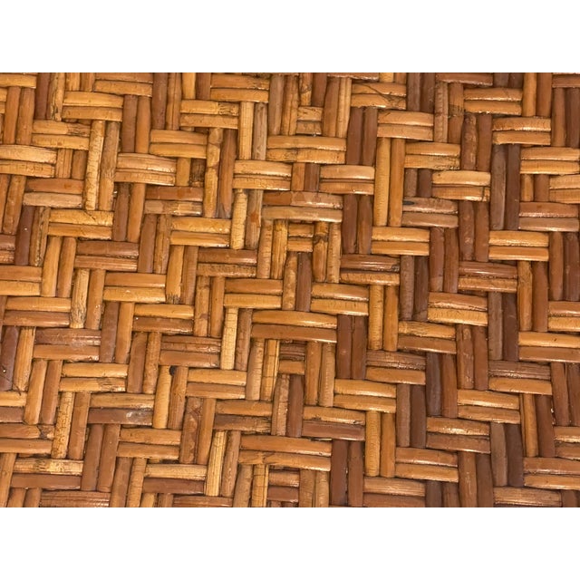 1950s Vintage Bamboo Rattan Woven Tray With Handles For Sale - Image 5 of 5