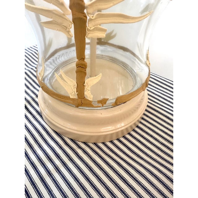 1980s Large Glass Lamps With Tan Faux Bamboo Icing - Set of 2 For Sale - Image 4 of 9