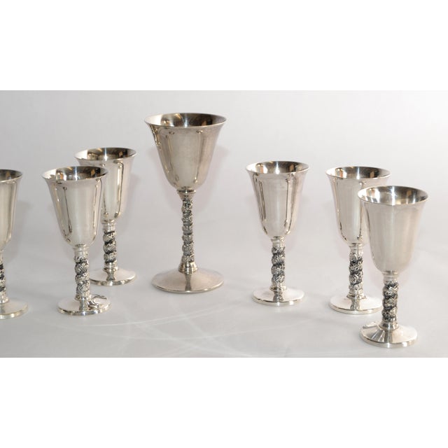 1930s Mid-Century Modern F. B. Rogers Silver Plated Goblets Stemware, Set of 8 For Sale - Image 10 of 18