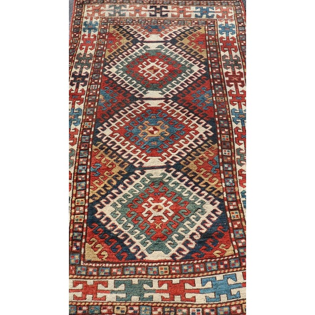 Antique Caucasian Kazak Rug With Geometric Design Medallion's Keivan Woven Arts. Keivan Woven Arts / rug X23-1205-197,...