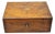 Antique English Victorian Burl Walnut Small Lap Desk Box With Fitted Interior For Sale