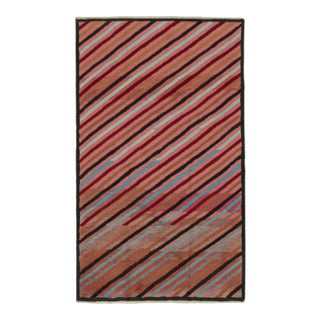 Vintage Zeki Müren Rug in Pink With Polychromatic Stripes by Rug & Kilim For Sale