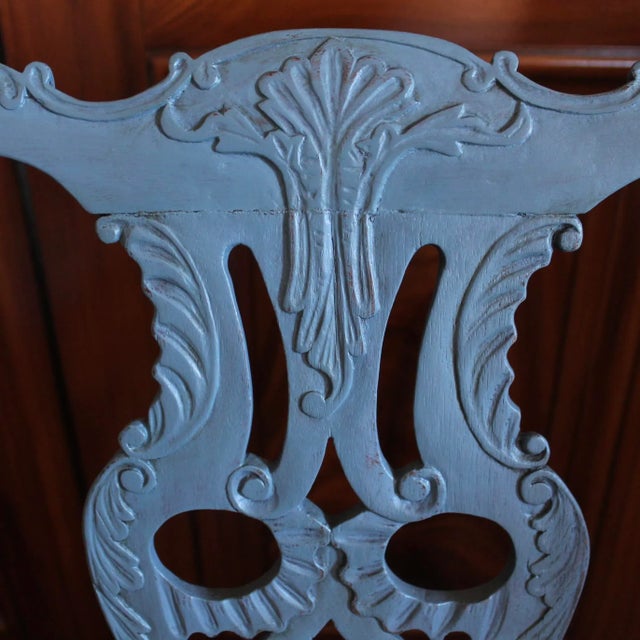 Mid 19th Century Pair of Blue Painted Georgian Sidechairs, 19th Century For Sale - Image 5 of 14